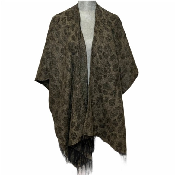 - Woolrich Blanket Wrap Shawl Leopard Print One Size - Picture 5 of 6